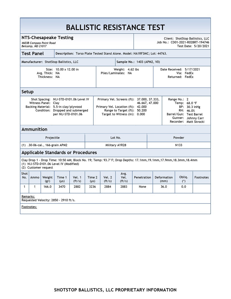 ShotStop Duritium® Level IV+HA Ballistic Plates