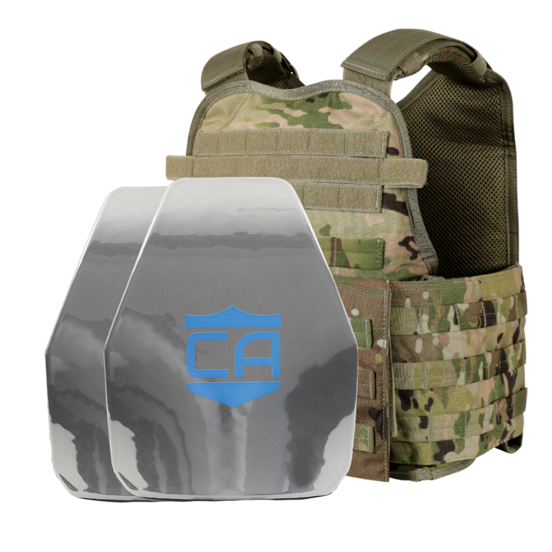 Caliber Armor ESAPI 11 x 14 Level III+ Body Armor with PolyShield Spall Coat and Condor MOPC Package