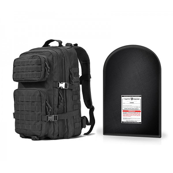 TuffyPacks Military Tactical Backpack + Level IIIA Bulletproof Armor Plate Package