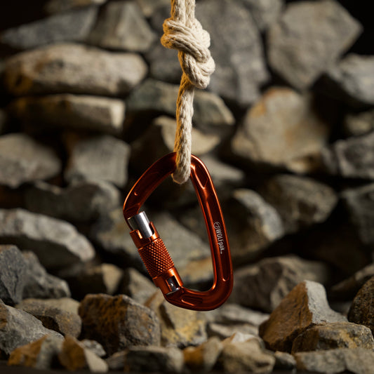 Auto Locking Carabiner Orange & Silver