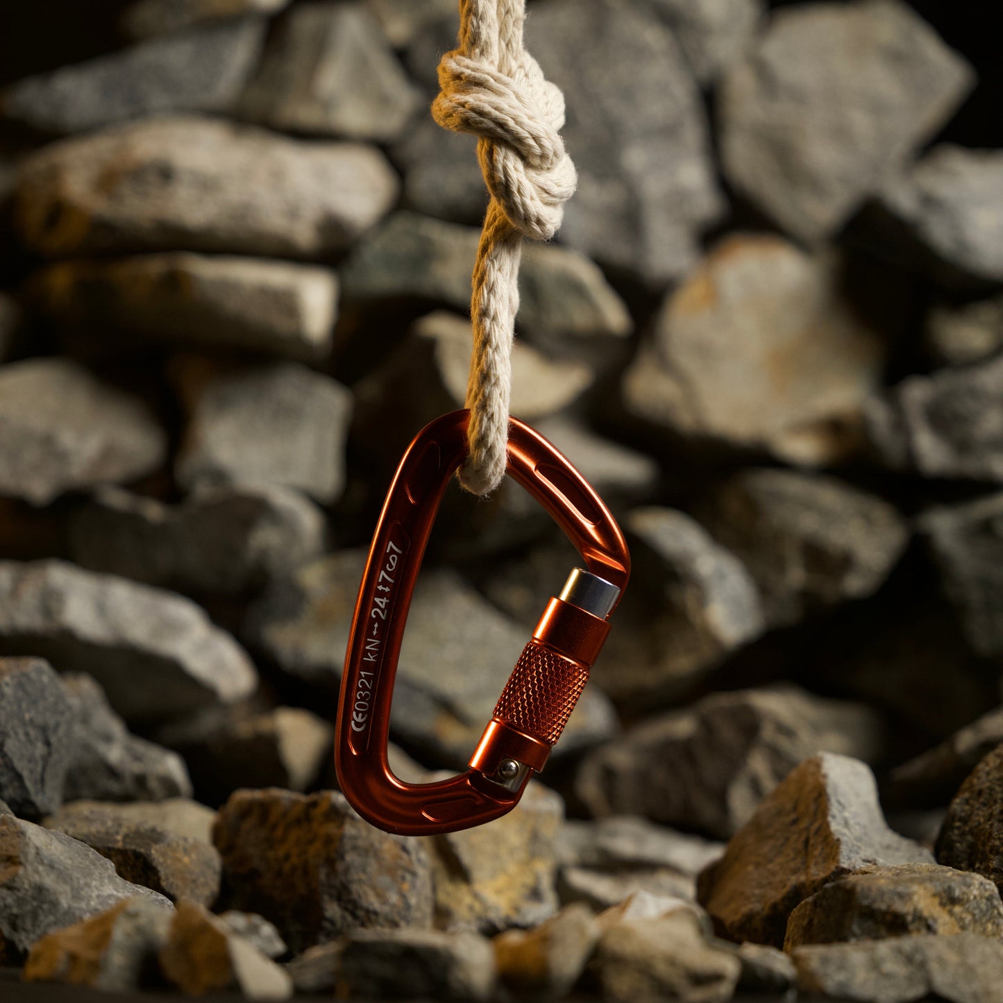 Auto Locking Carabiner Orange & Silver