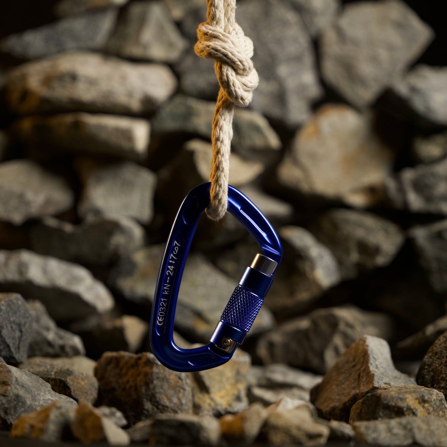 Auto Locking Carabiner Blue & Silver