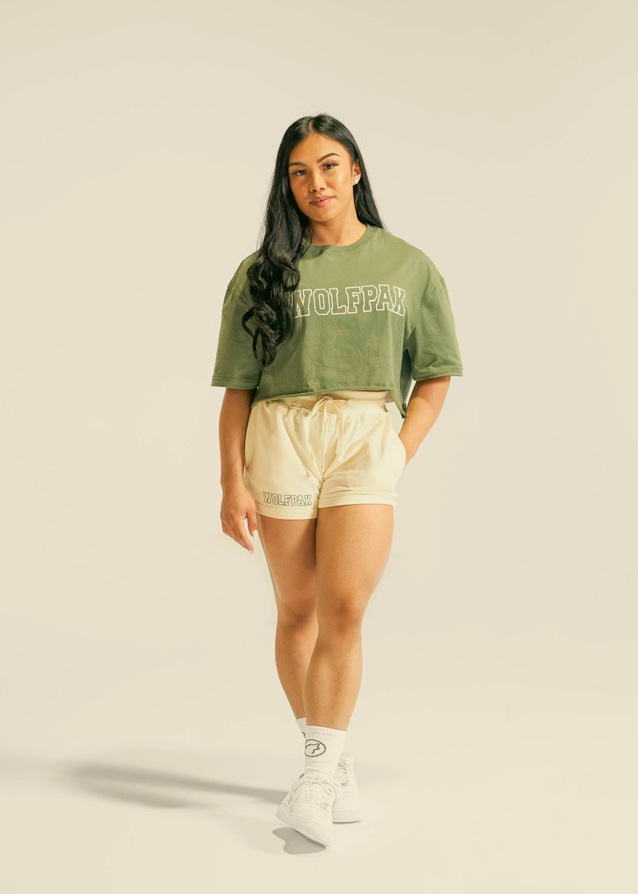 Women's Varsity Cropped Tee Moss Green