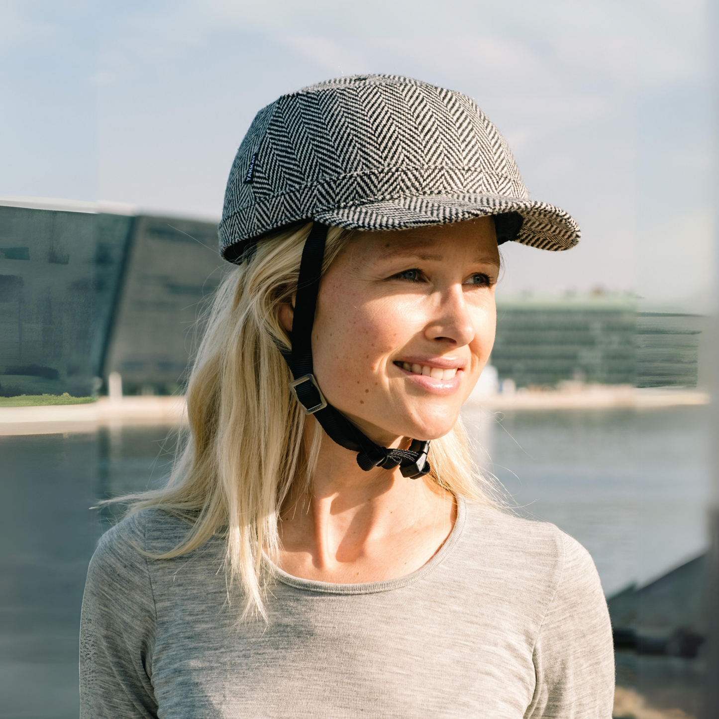 Paris Herringbone Helmet Hat (helmet+cover)