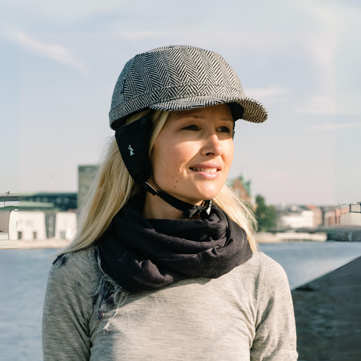 Paris Herringbone Helmet Hat (helmet+cover)