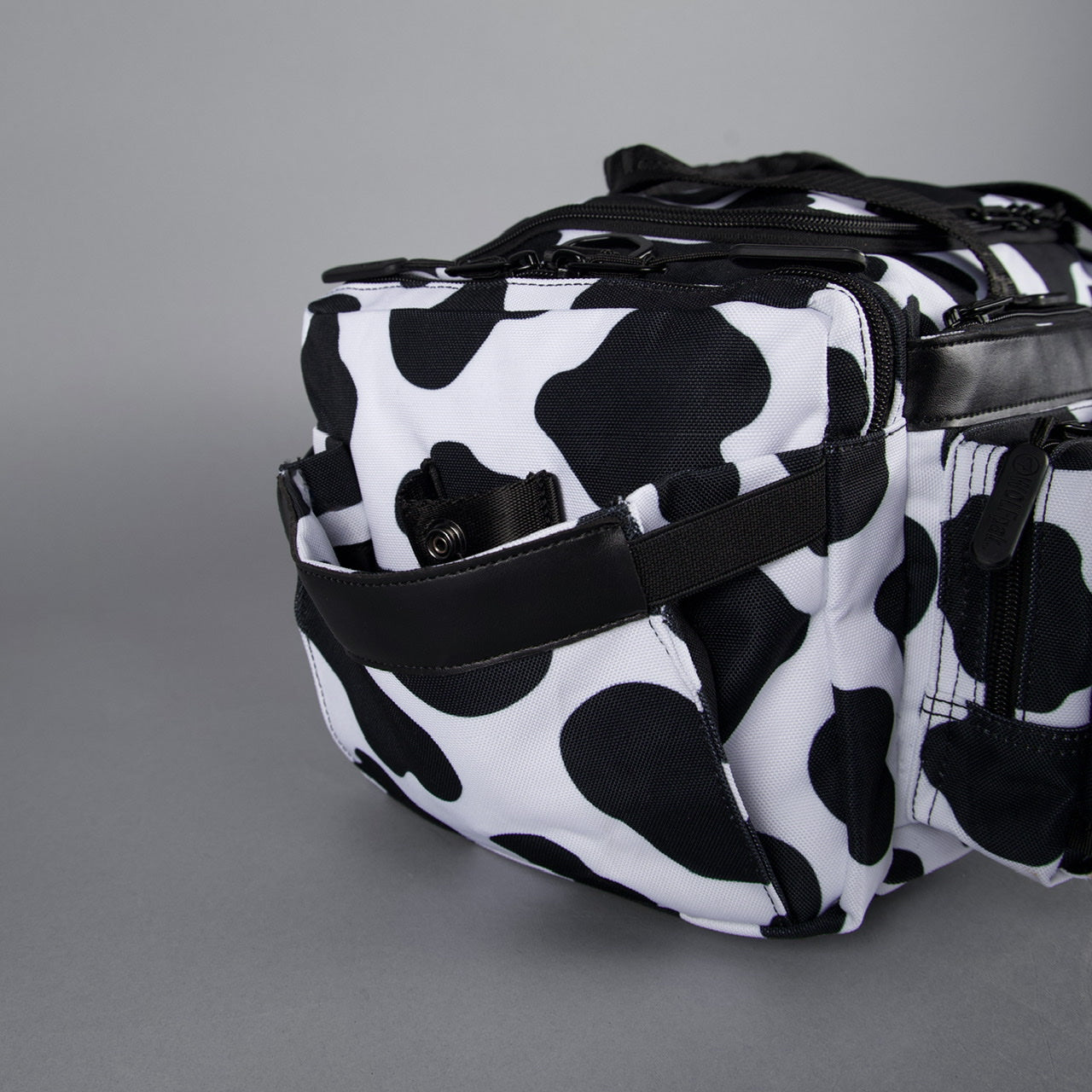 20L Mini Duffle Bag Black White Cow