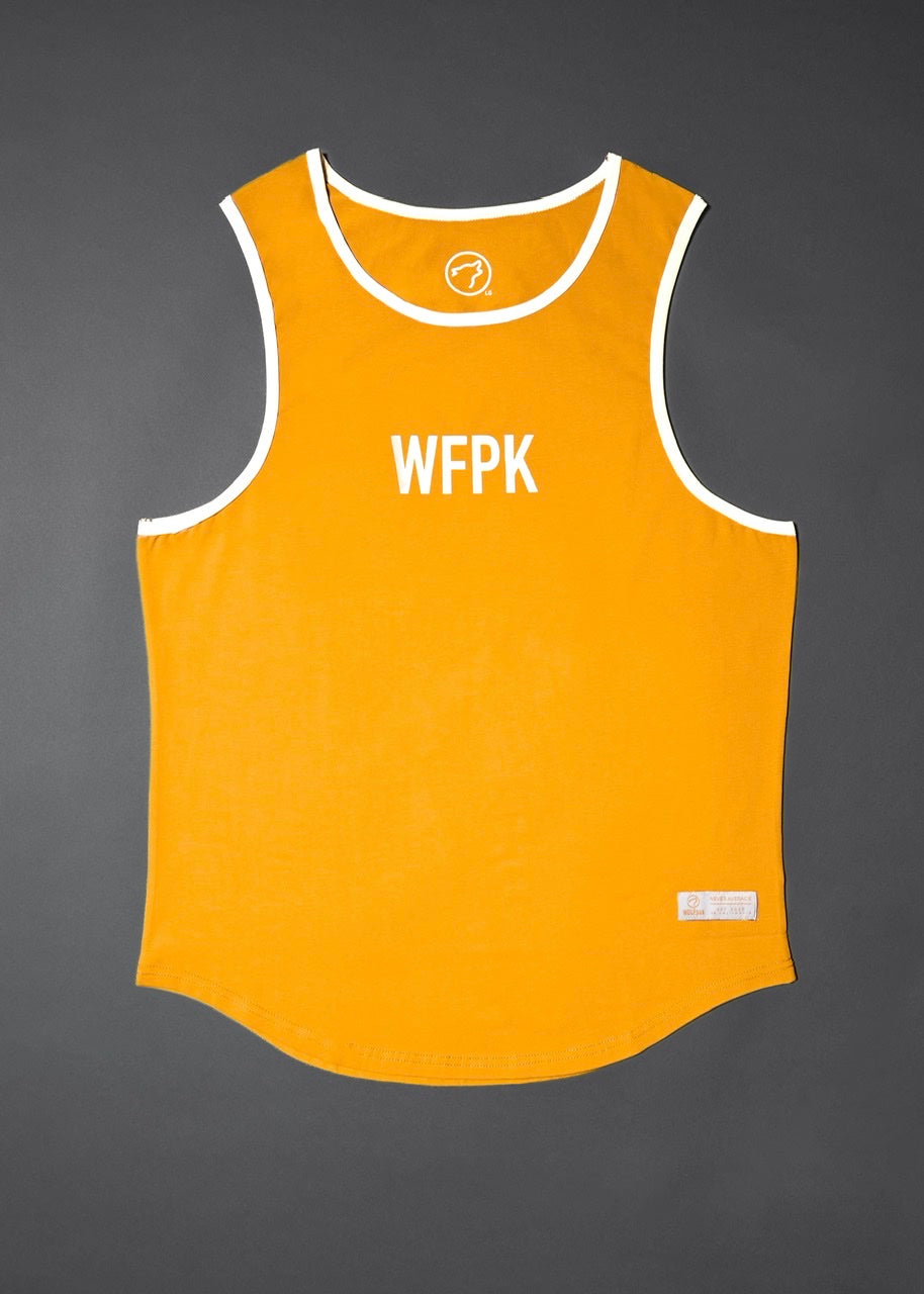 Men's Performance Tank Amber W/ Off White Border