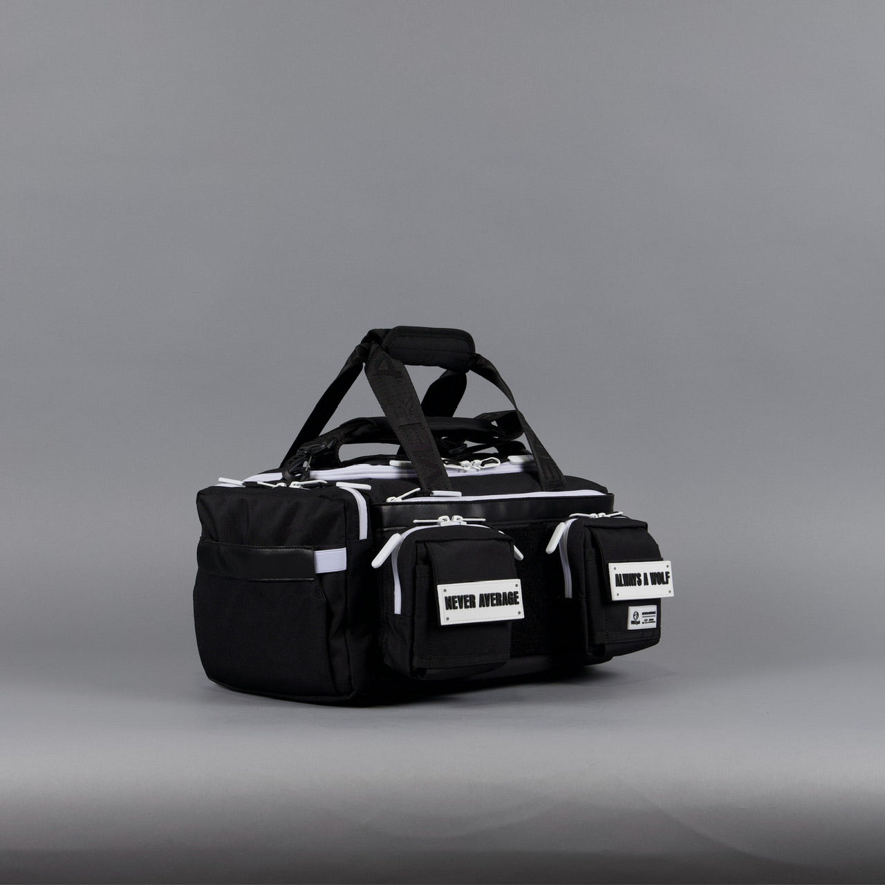 20L Mini Duffle Bag Black with White Accents