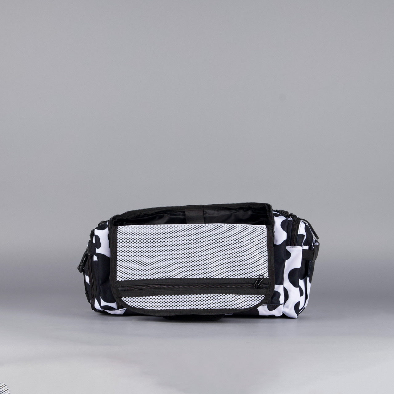 20L Mini Duffle Bag Black White Cow