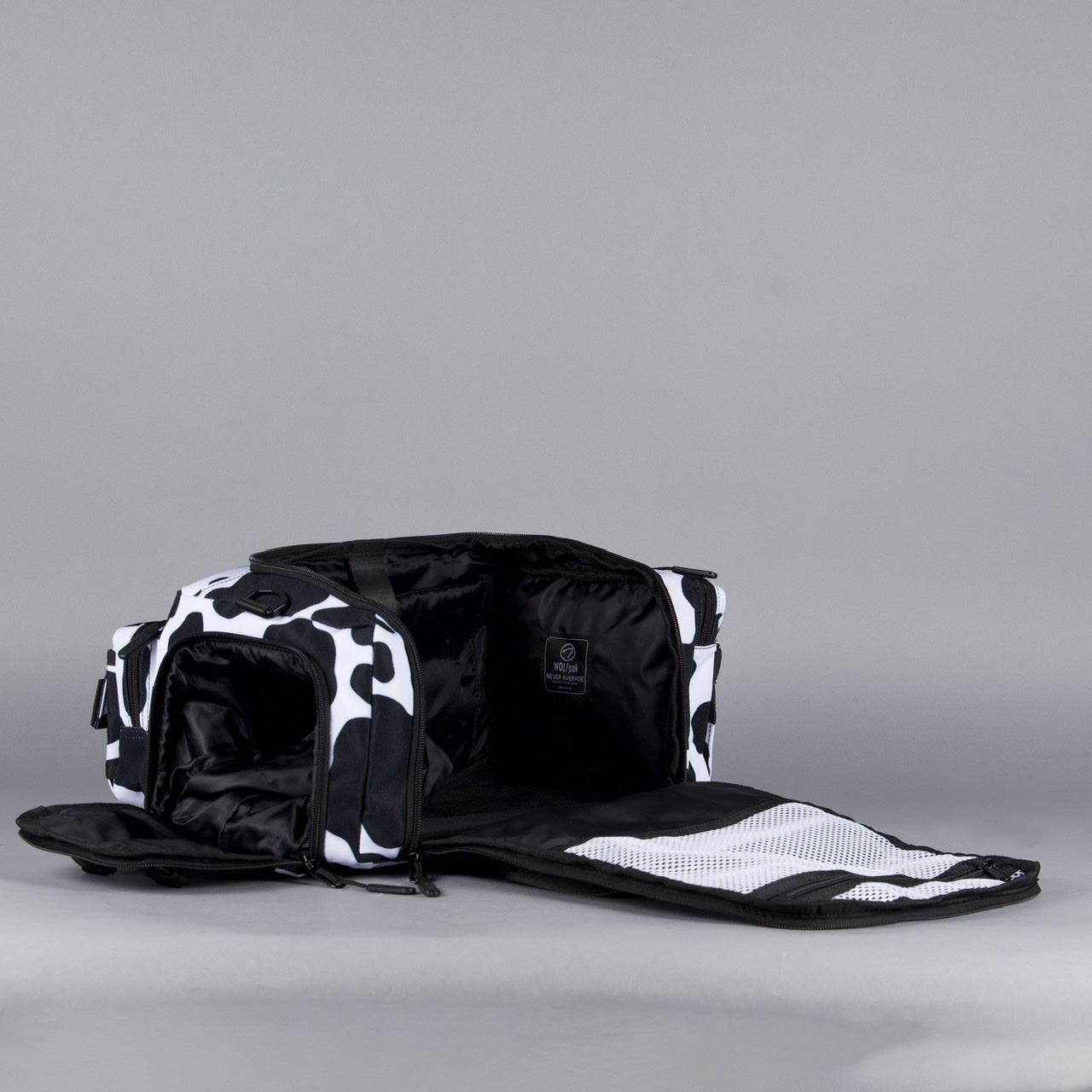 20L Mini Duffle Bag Black White Cow