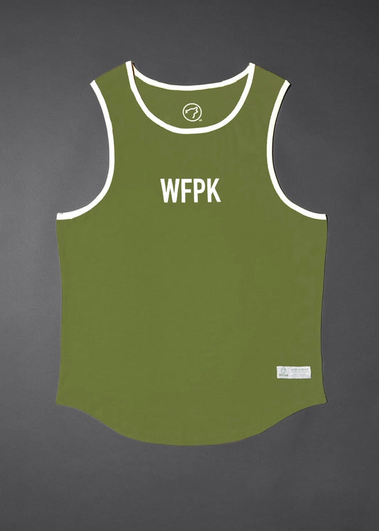 Men's Performance Tank Moss Green W/ Off White Border