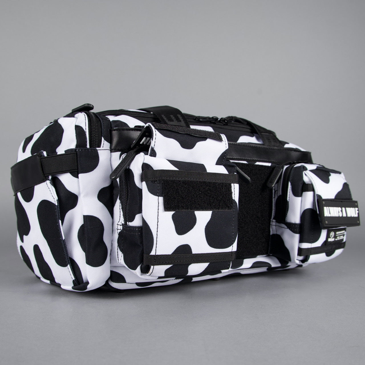 20L Mini Duffle Bag Black White Cow