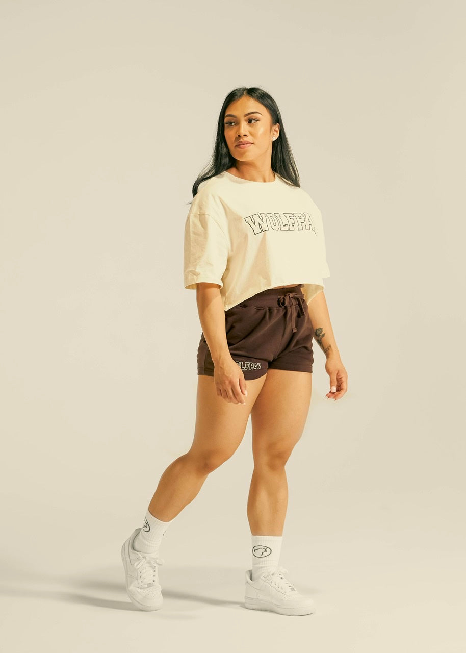 Women's Varsity Cropped Tee Cream