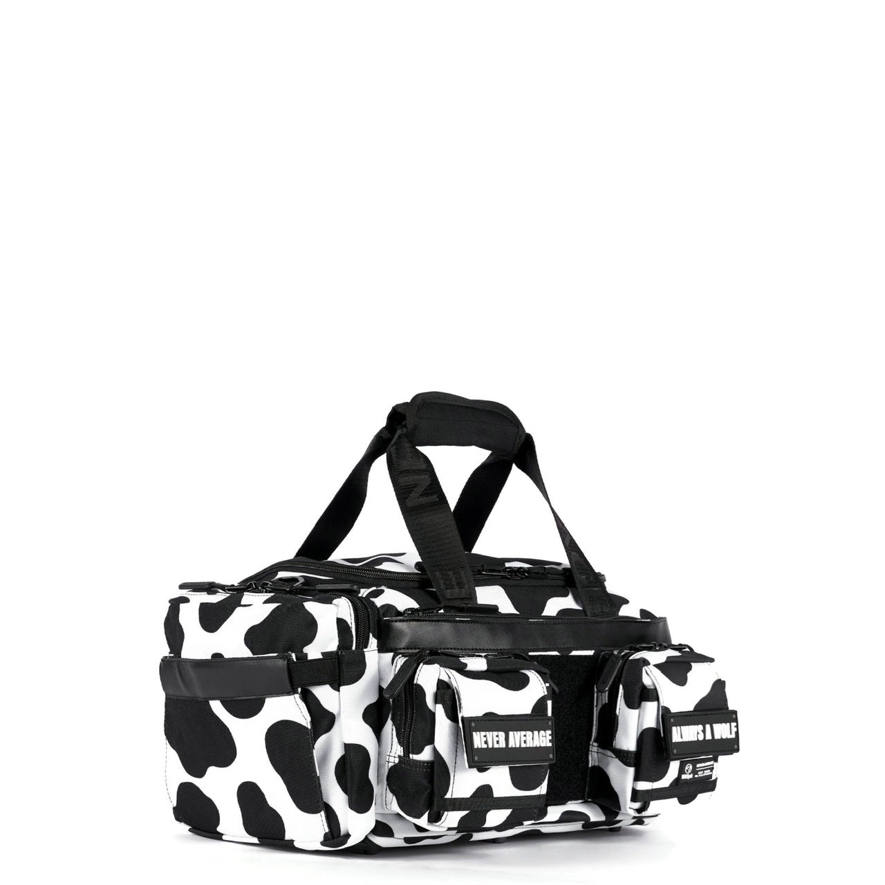 20L Mini Duffle Bag Black White Cow