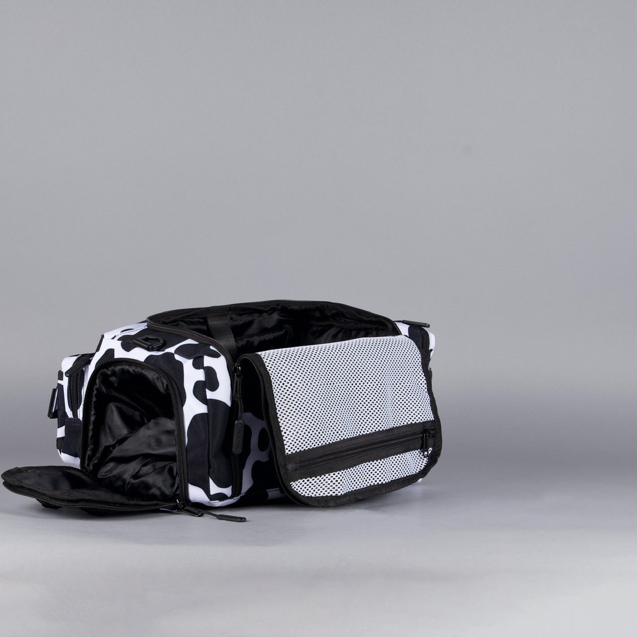 20L Mini Duffle Bag Black White Cow