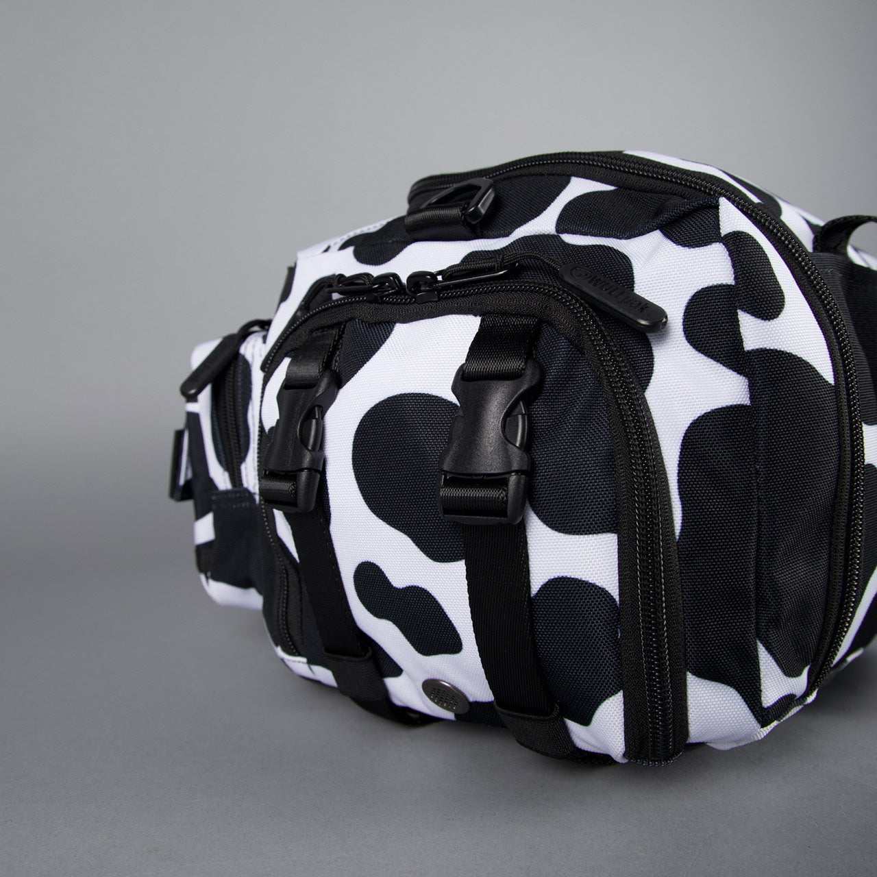 20L Mini Duffle Bag Black White Cow