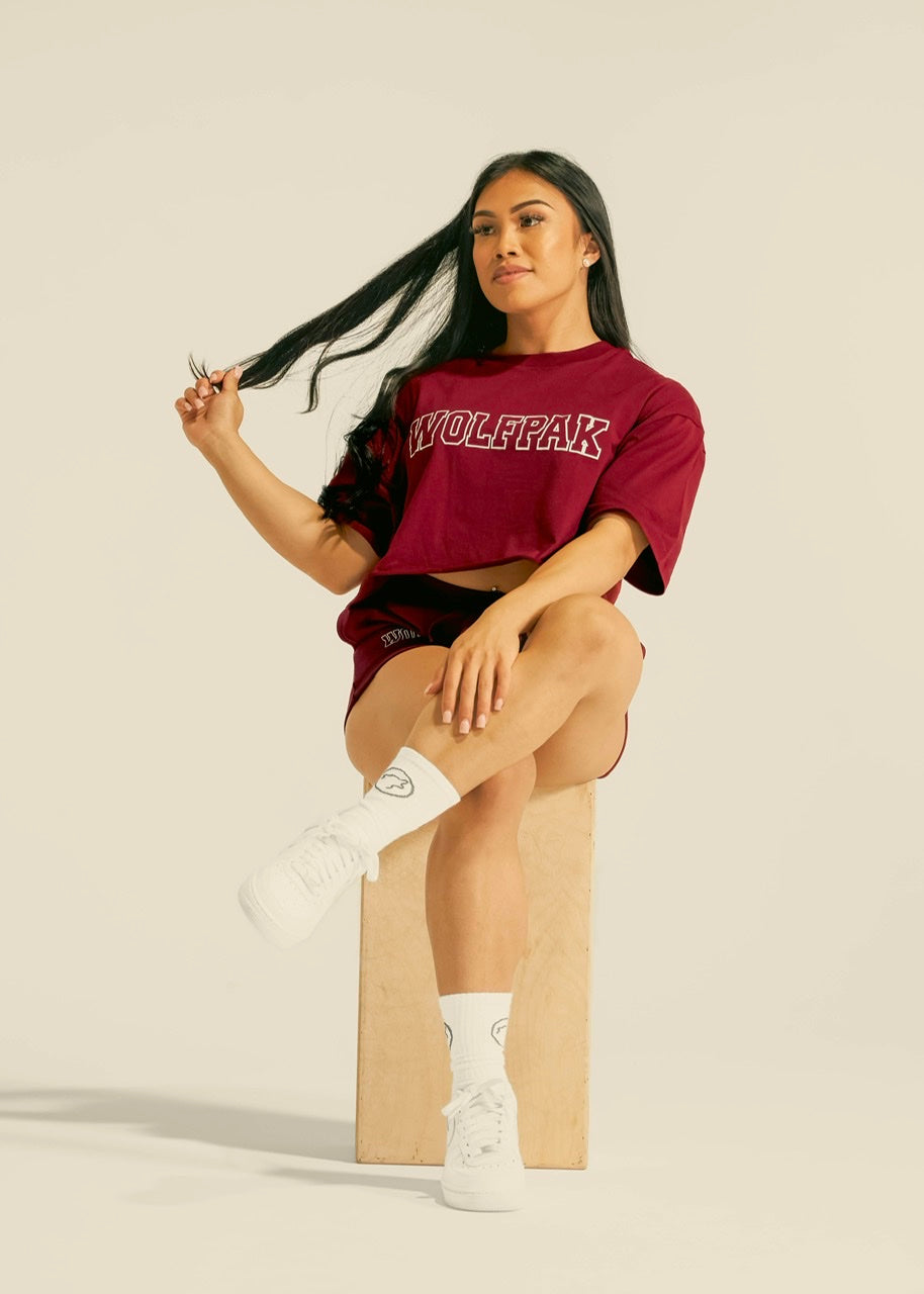 Women's Varsity Cropped Tee Crimson Red