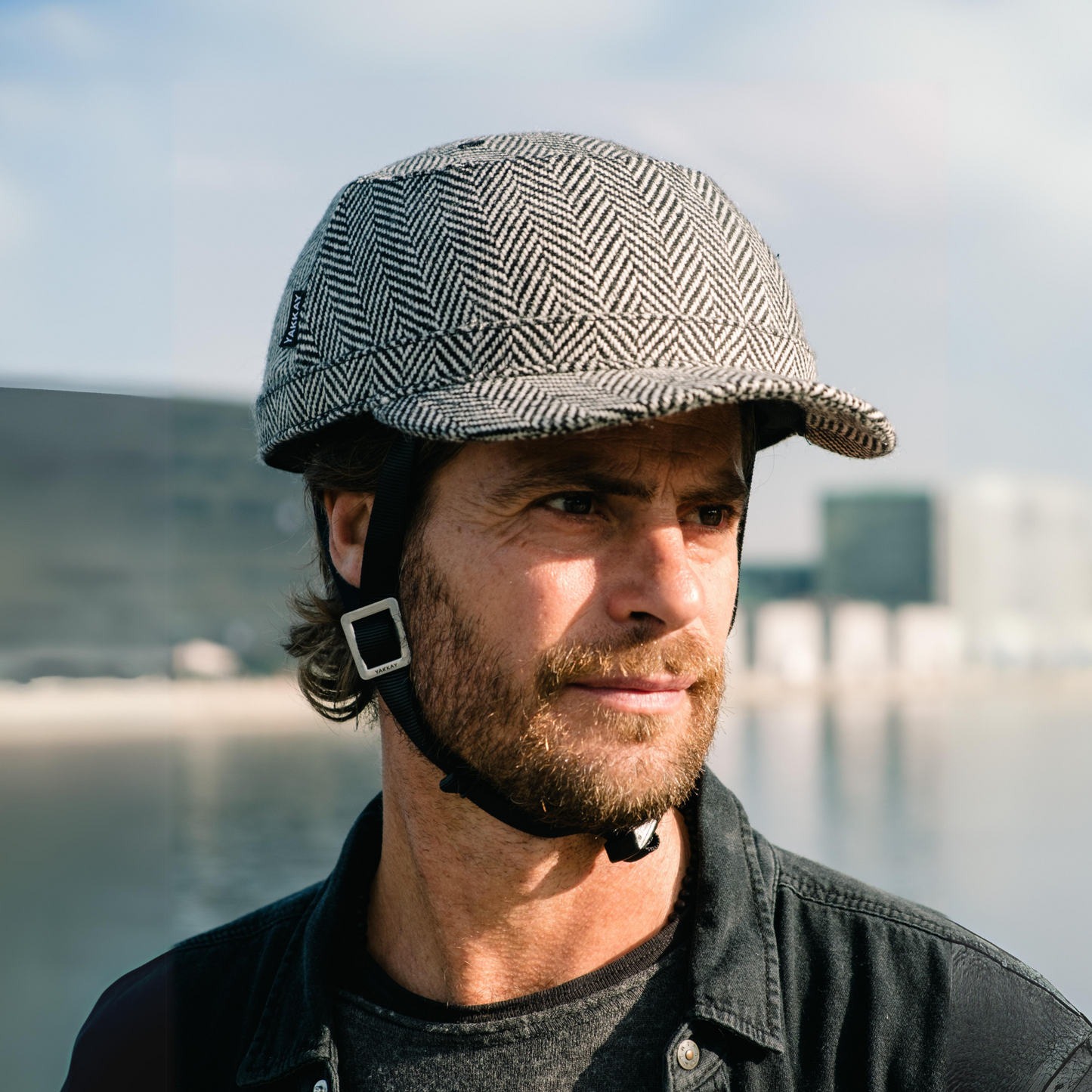 Paris Herringbone Helmet Hat (helmet+cover)