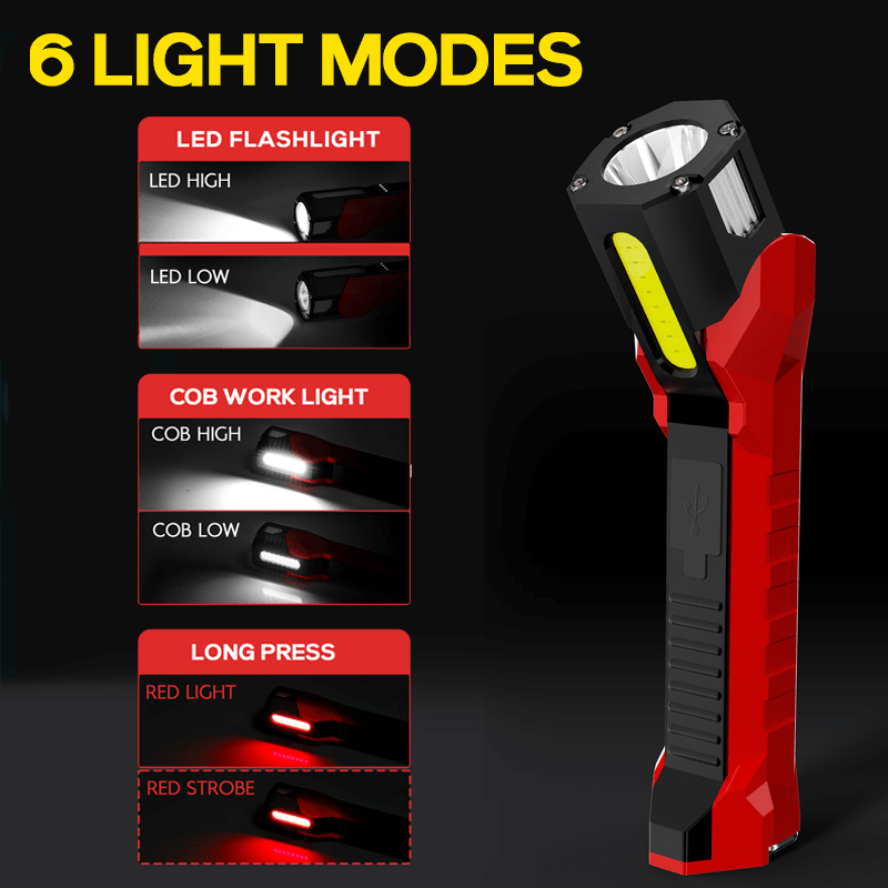 1200 Lumens Rechargeable Work Lights LED Flashlight With Magnetic Base