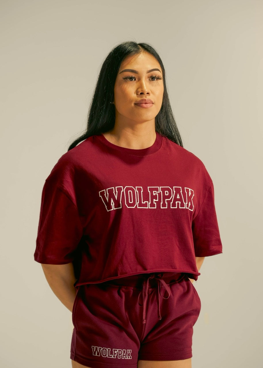 Women's Varsity Cropped Tee Crimson Red