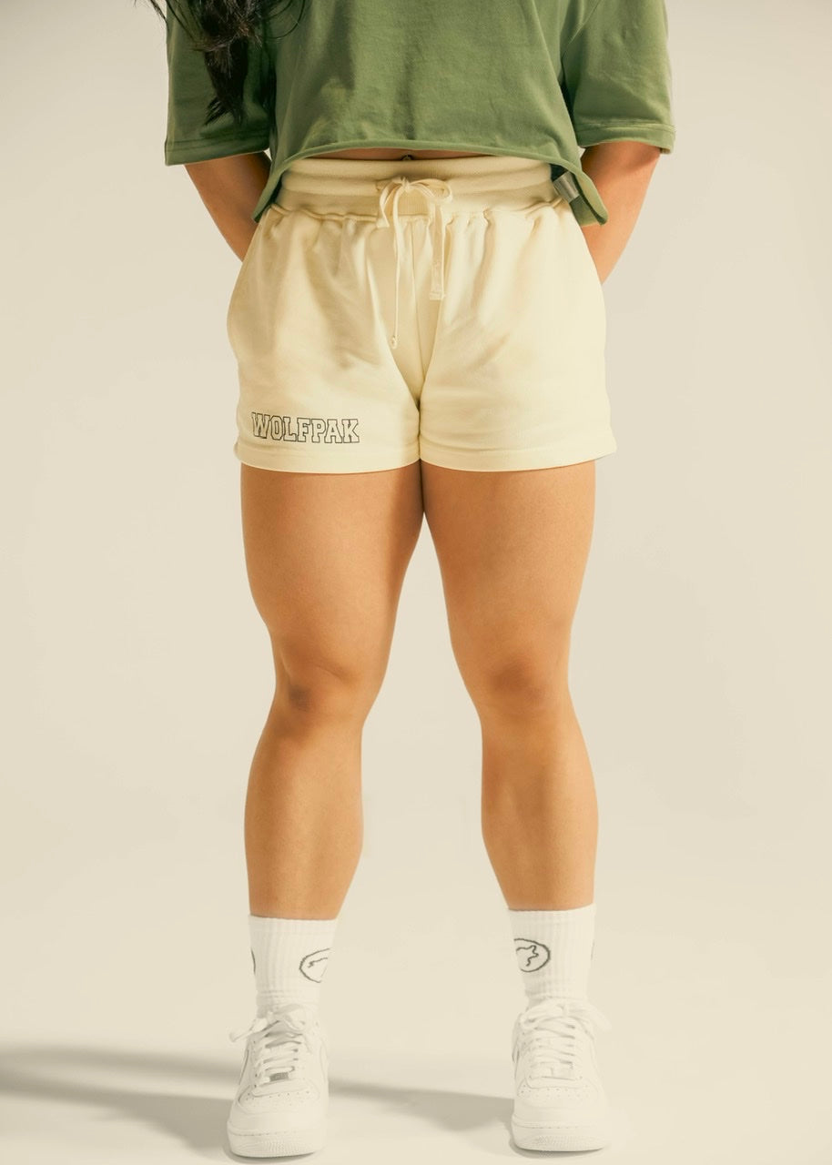 Women's Varsity Shorts Cream