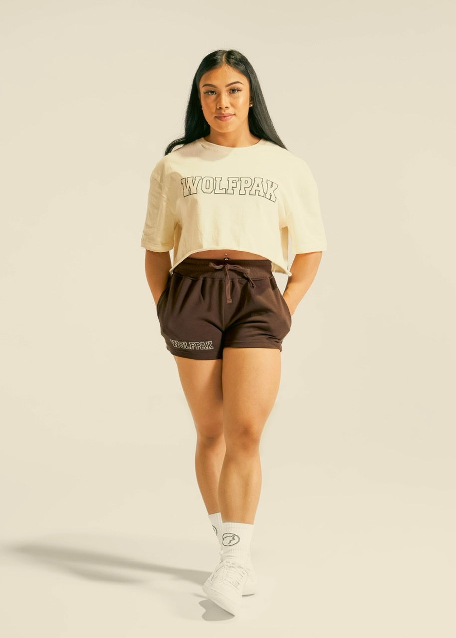 Women's Varsity Cropped Tee Cream