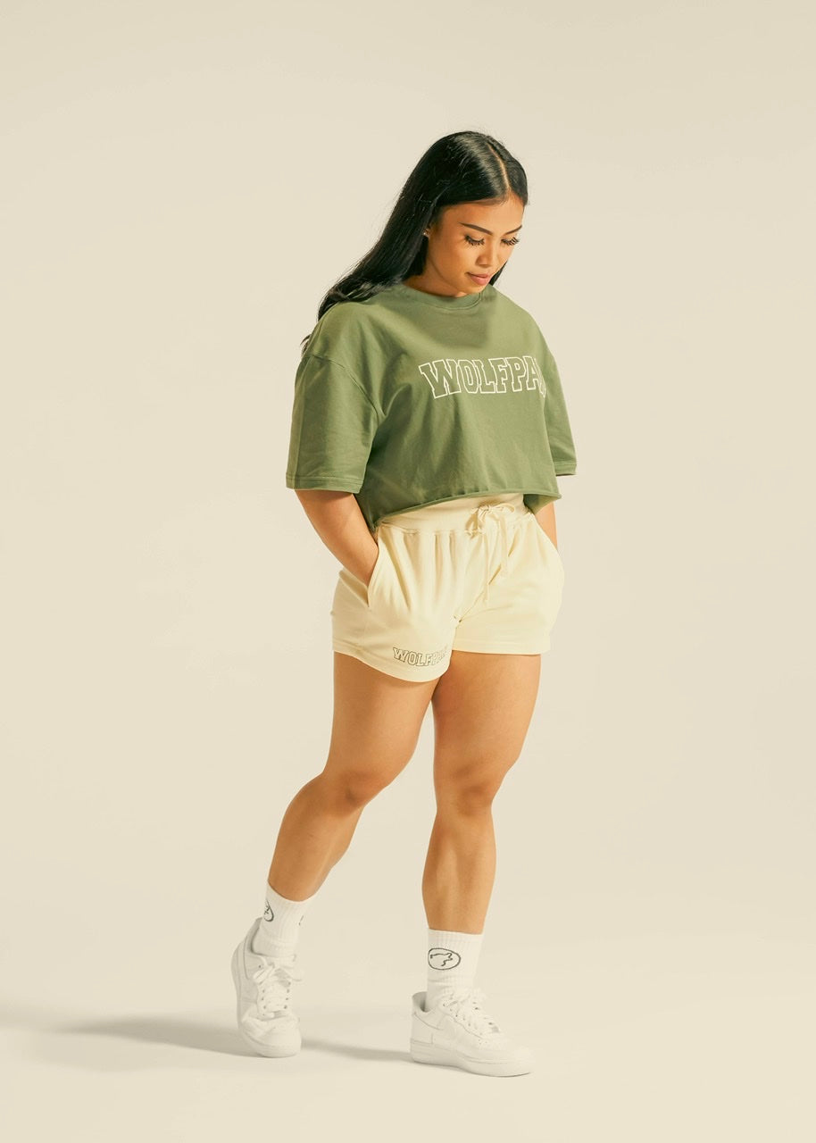 Women's Varsity Shorts Cream