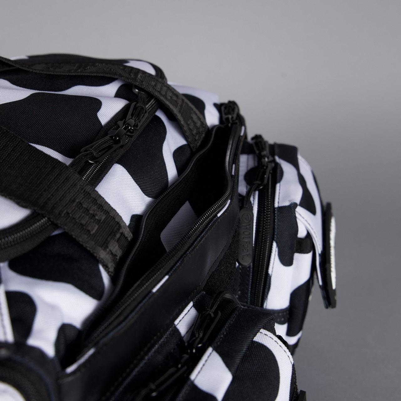 20L Mini Duffle Bag Black White Cow