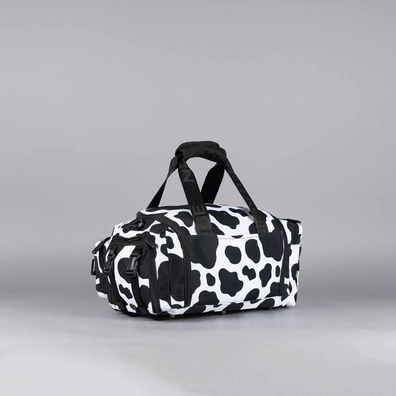 20L Mini Duffle Bag Black White Cow