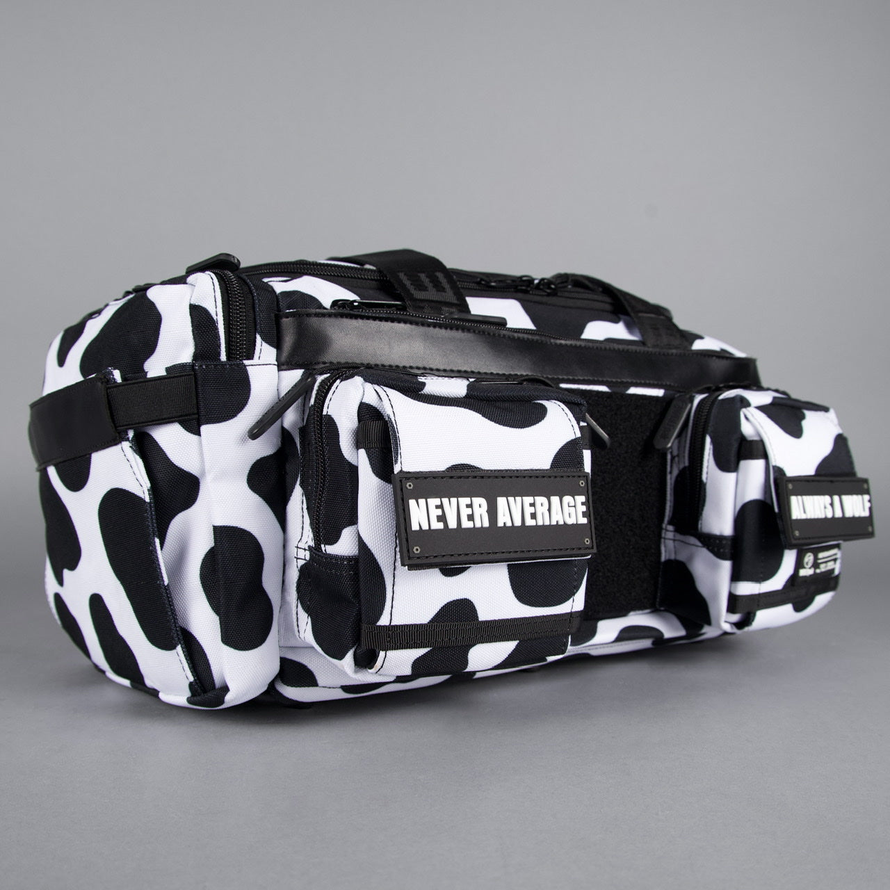 20L Mini Duffle Bag Black White Cow