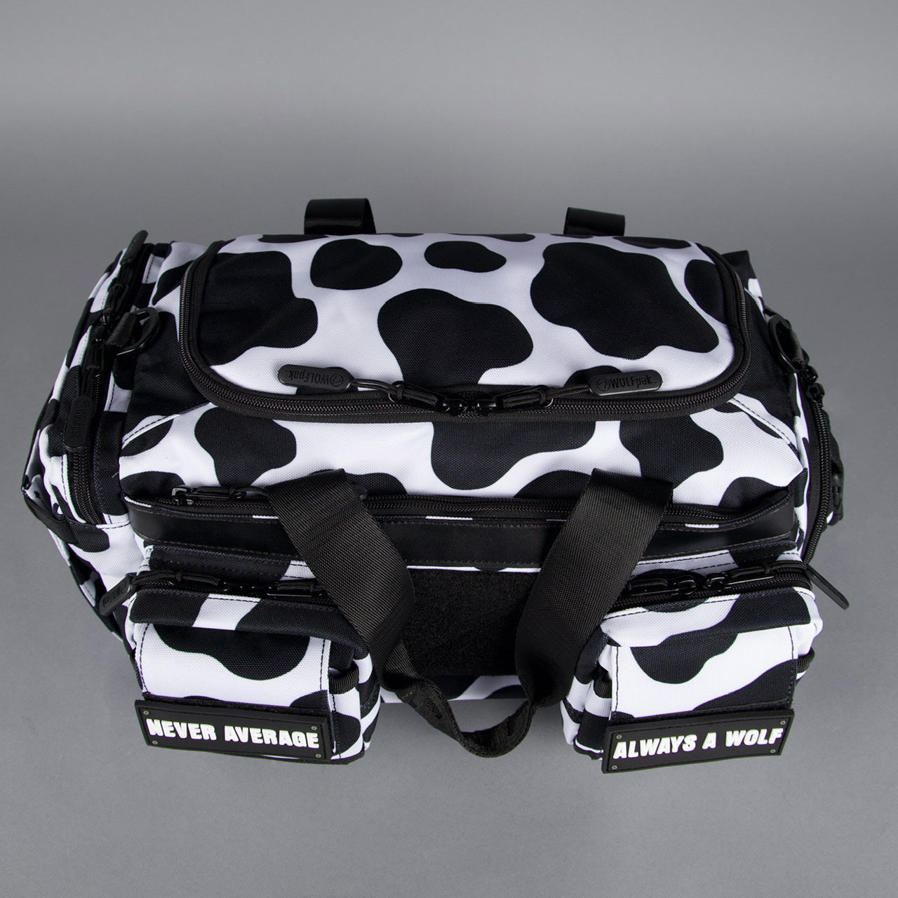 20L Mini Duffle Bag Black White Cow