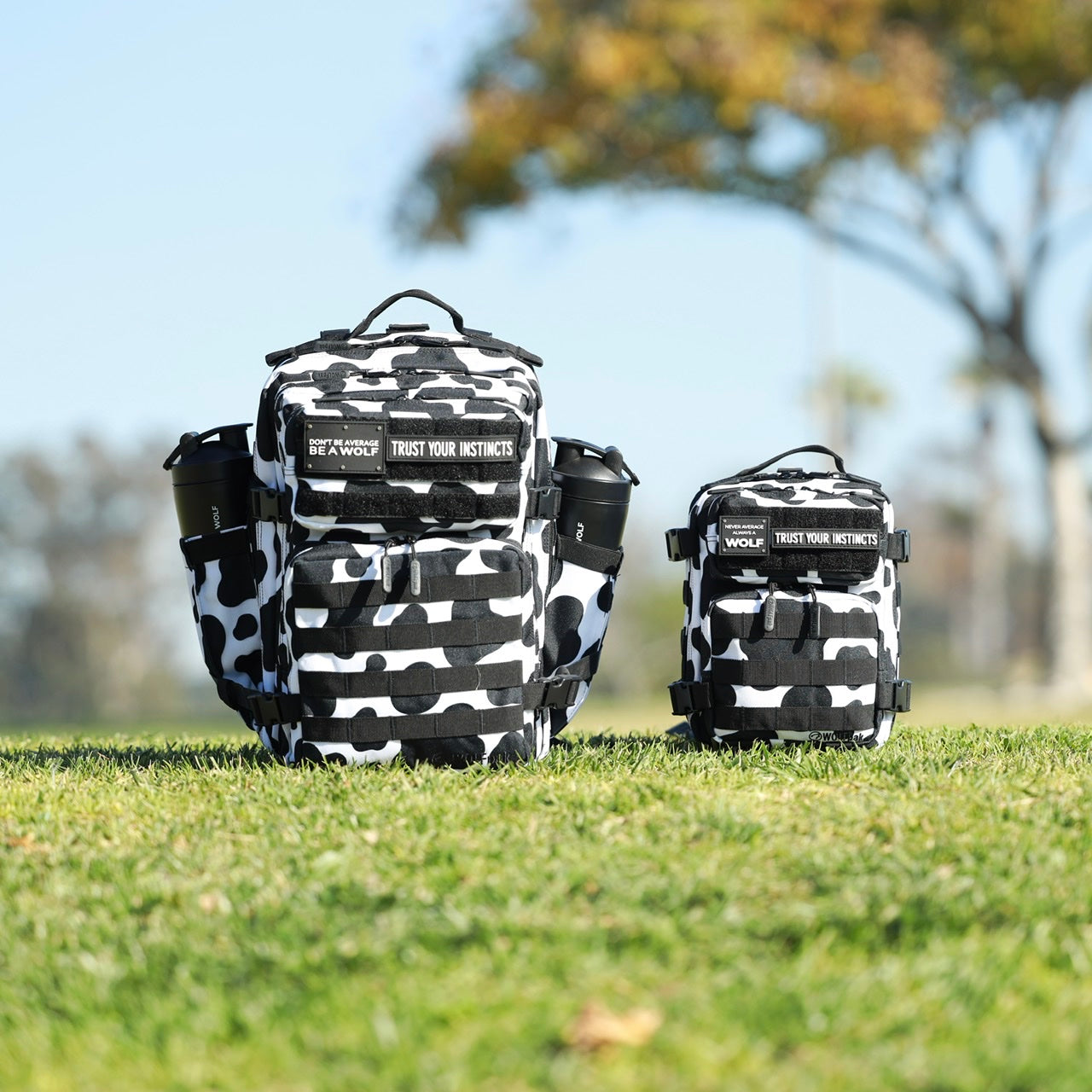 9L Backpack Mini Black White Cow