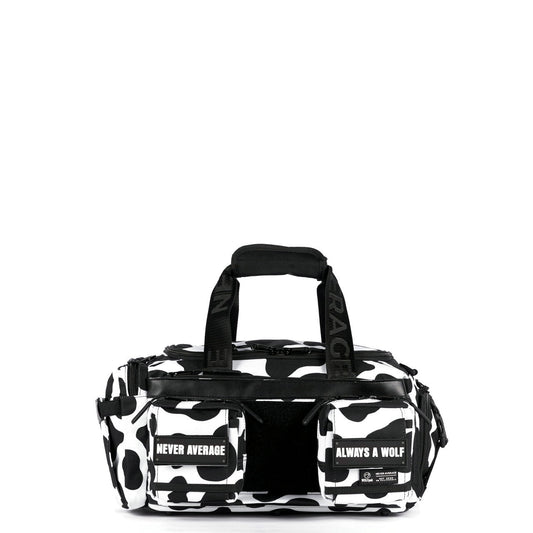 20L Mini Duffle Bag Black White Cow