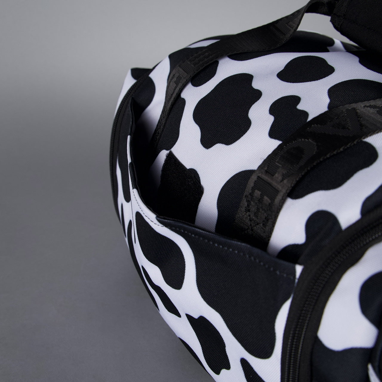 20L Mini Duffle Bag Black White Cow