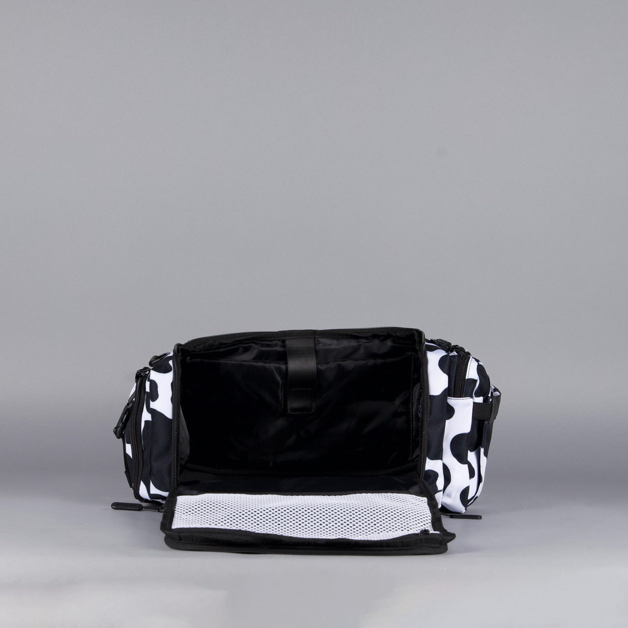 20L Mini Duffle Bag Black White Cow