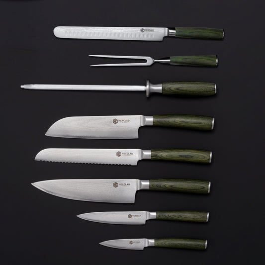 Japanese Damascus Steel Knife & Carving Set (8PC)