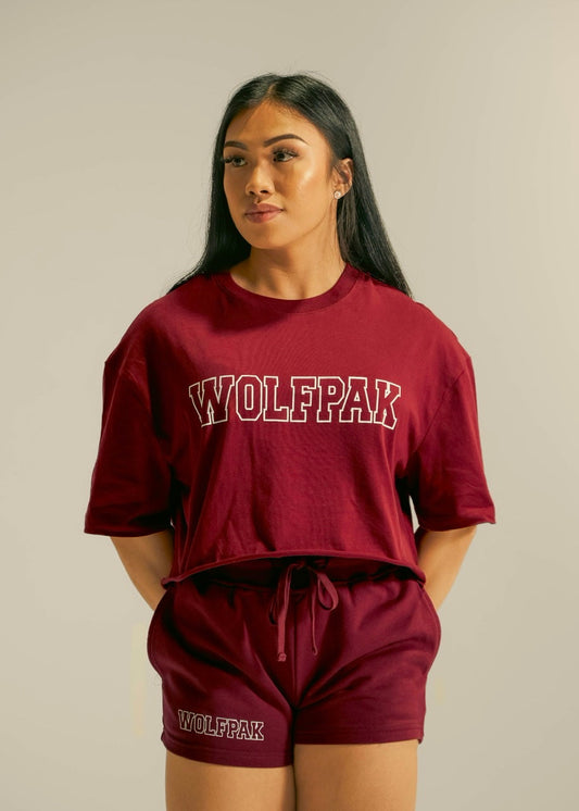 Women's Varsity Cropped Tee Crimson Red