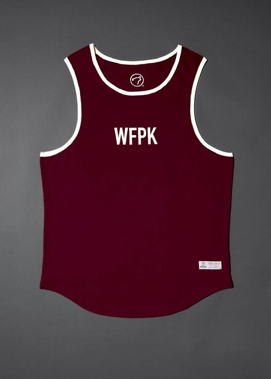 Men's Performance Tank Crimson Red W/ Off White Border