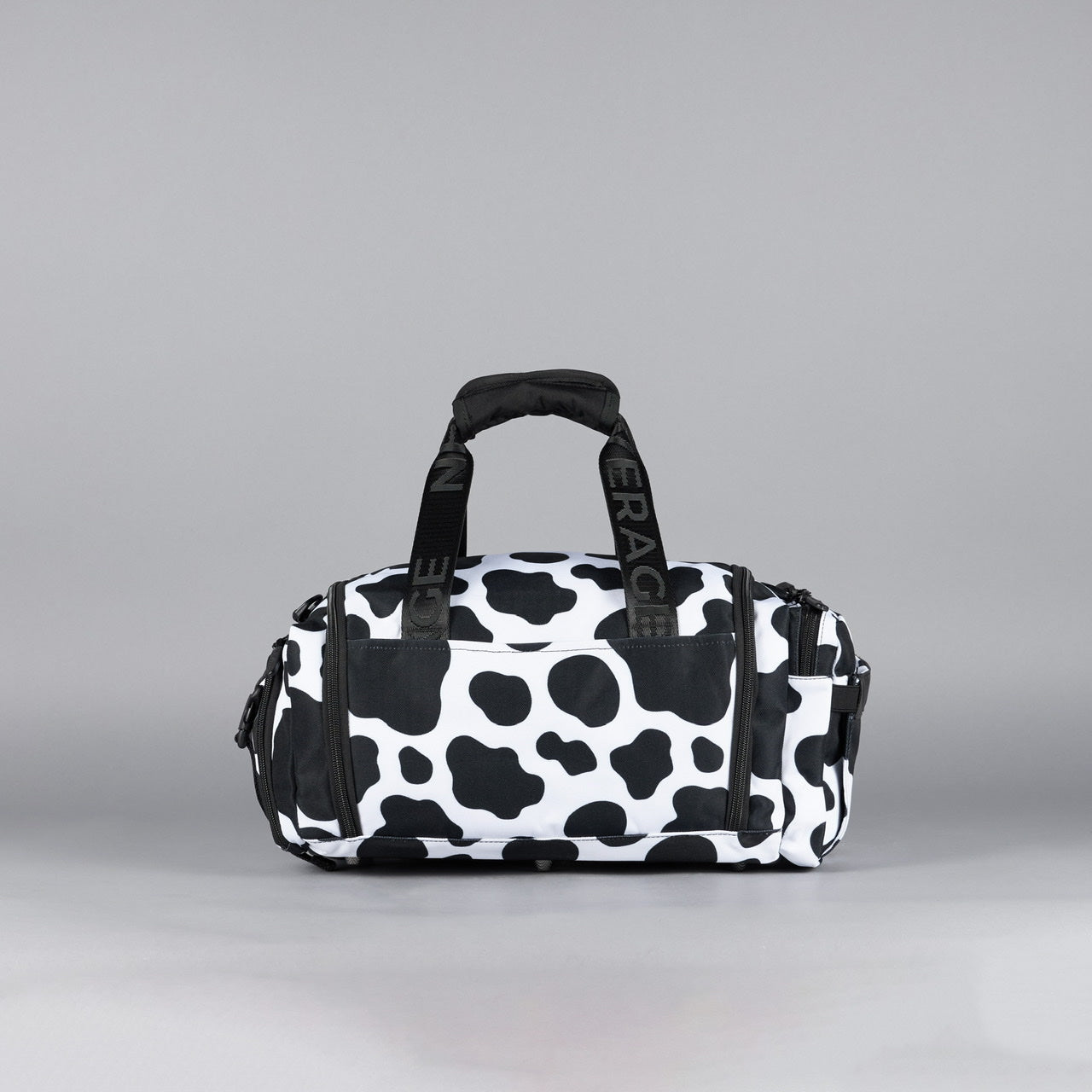 20L Mini Duffle Bag Black White Cow