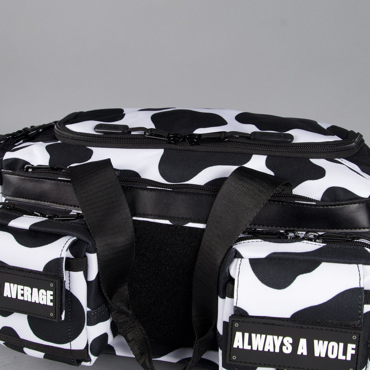 20L Mini Duffle Bag Black White Cow