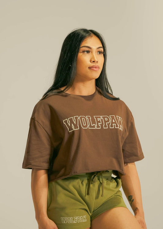 Women's Varsity Cropped Tee Mocha Brown