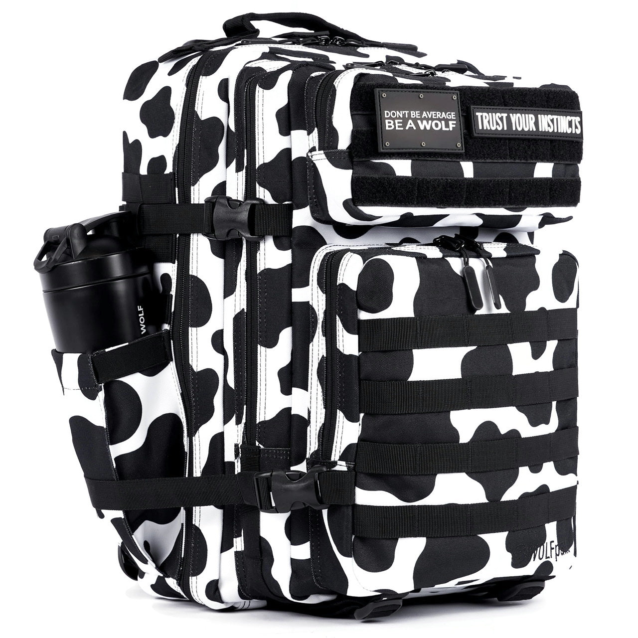 45L Backpack Black White Cow