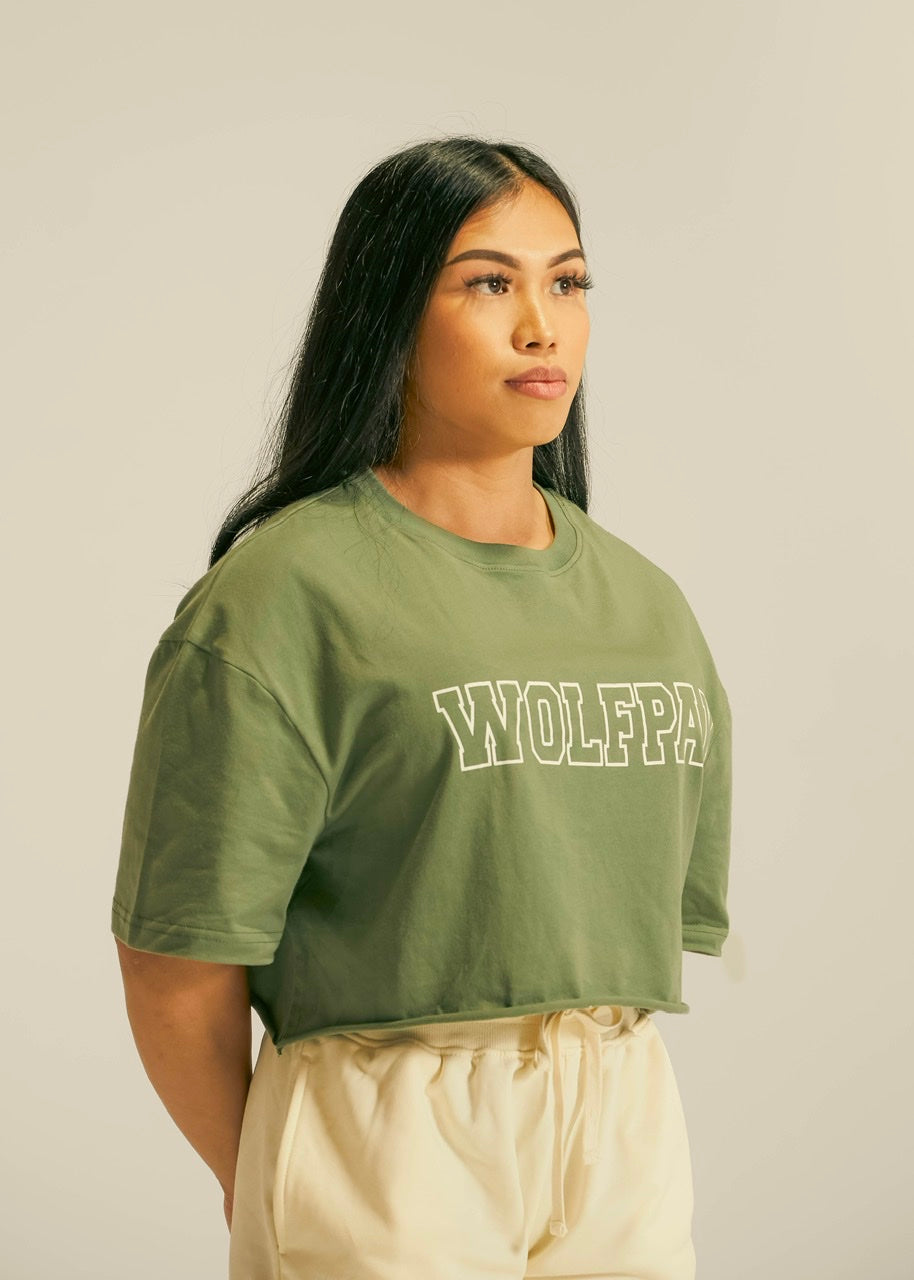 Women's Varsity Cropped Tee Moss Green