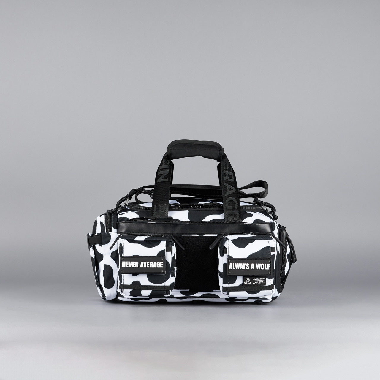 20L Mini Duffle Bag Black White Cow