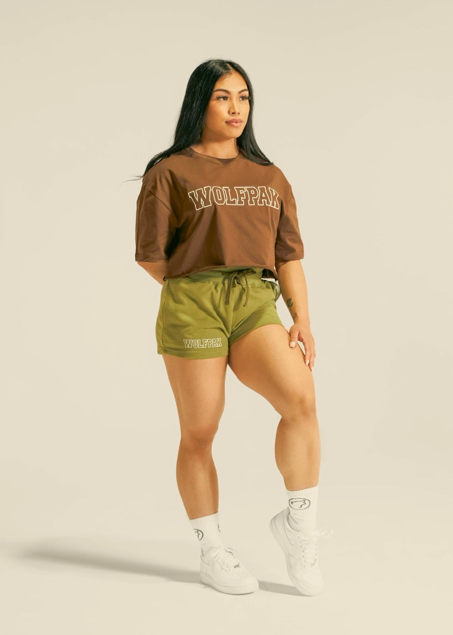 Women's Varsity Cropped Tee Mocha Brown