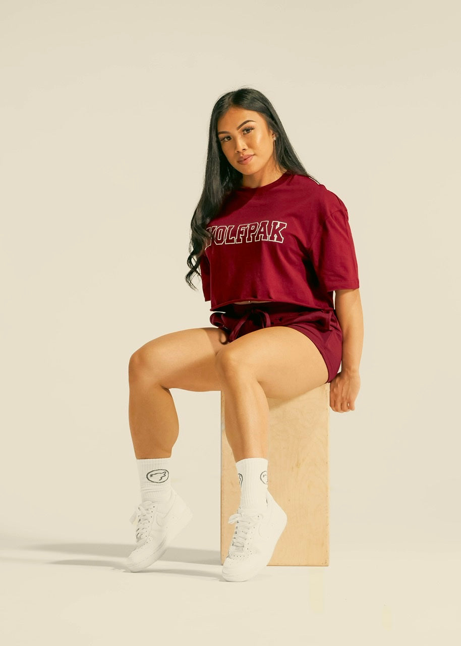 Women's Varsity Cropped Tee Crimson Red