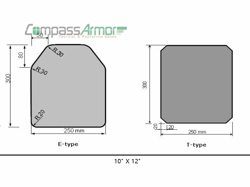 10"X12" Hard Armor Rifle Ceramic Plates NIJ Level IV E/T1012-402