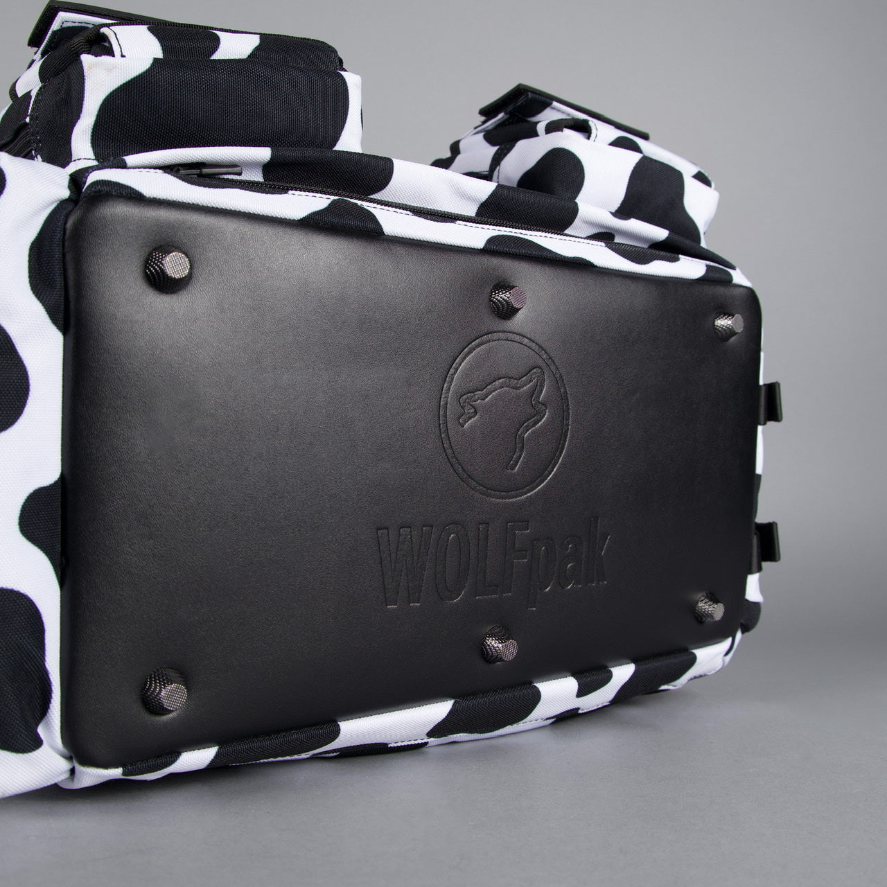 20L Mini Duffle Bag Black White Cow