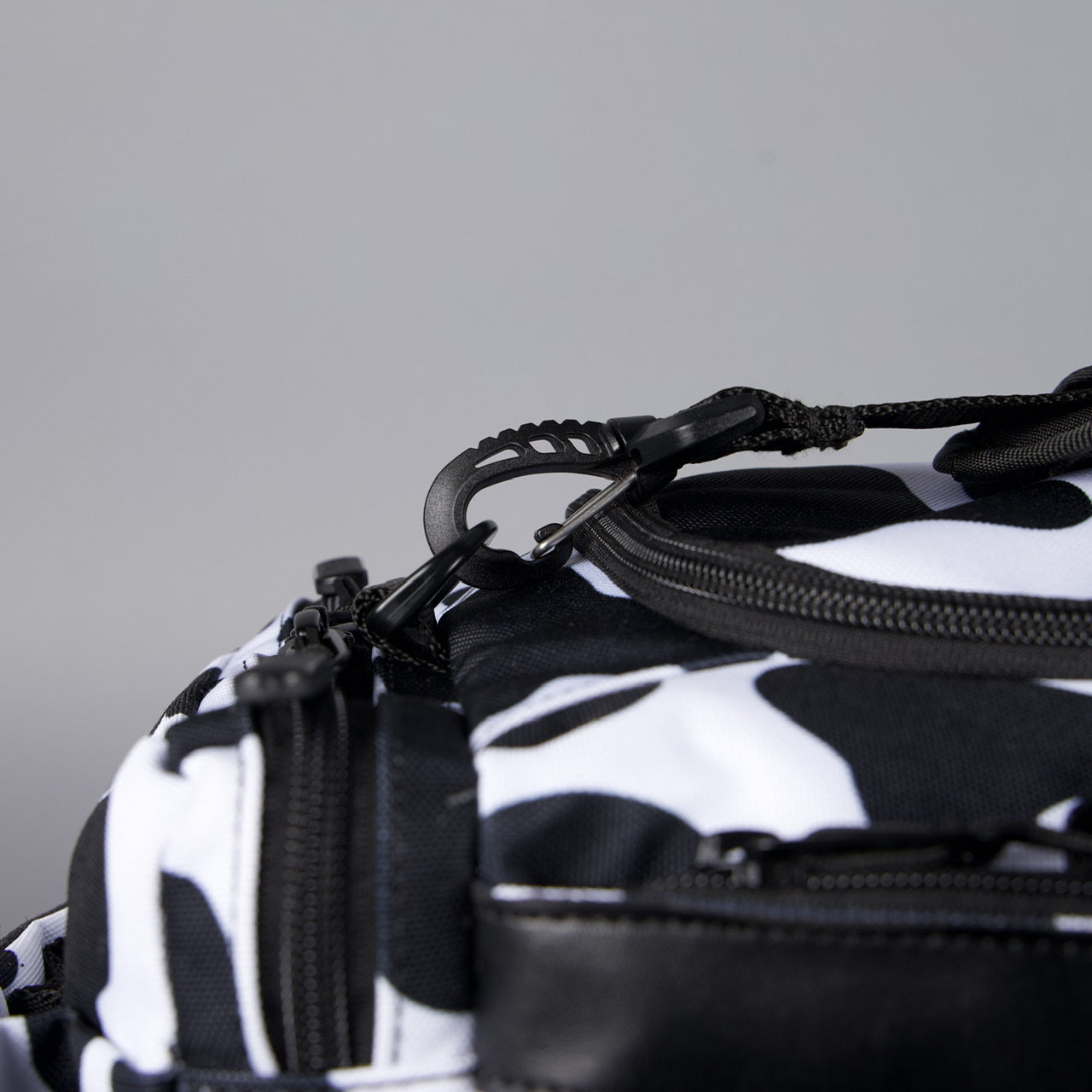 20L Mini Duffle Bag Black White Cow