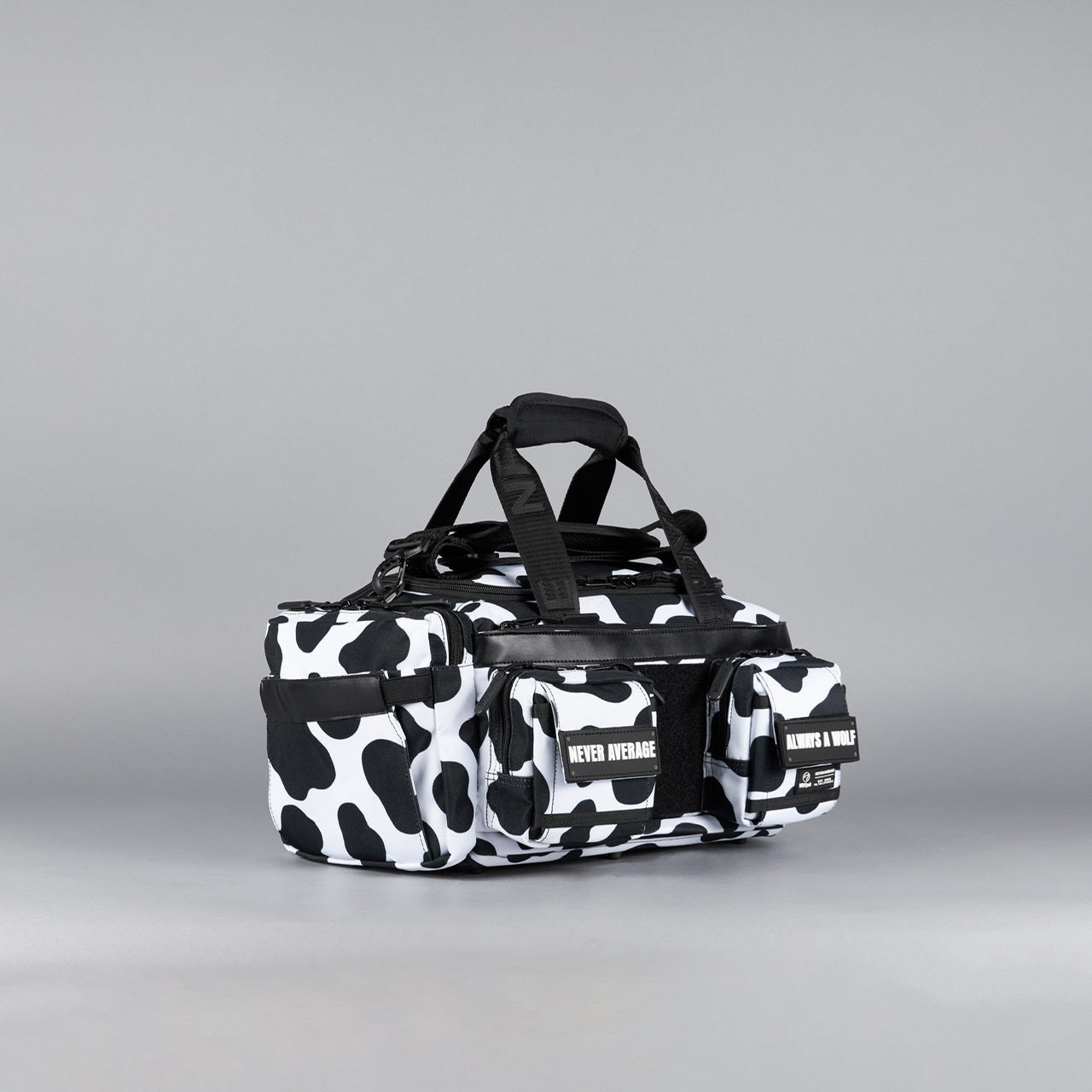 20L Mini Duffle Bag Black White Cow